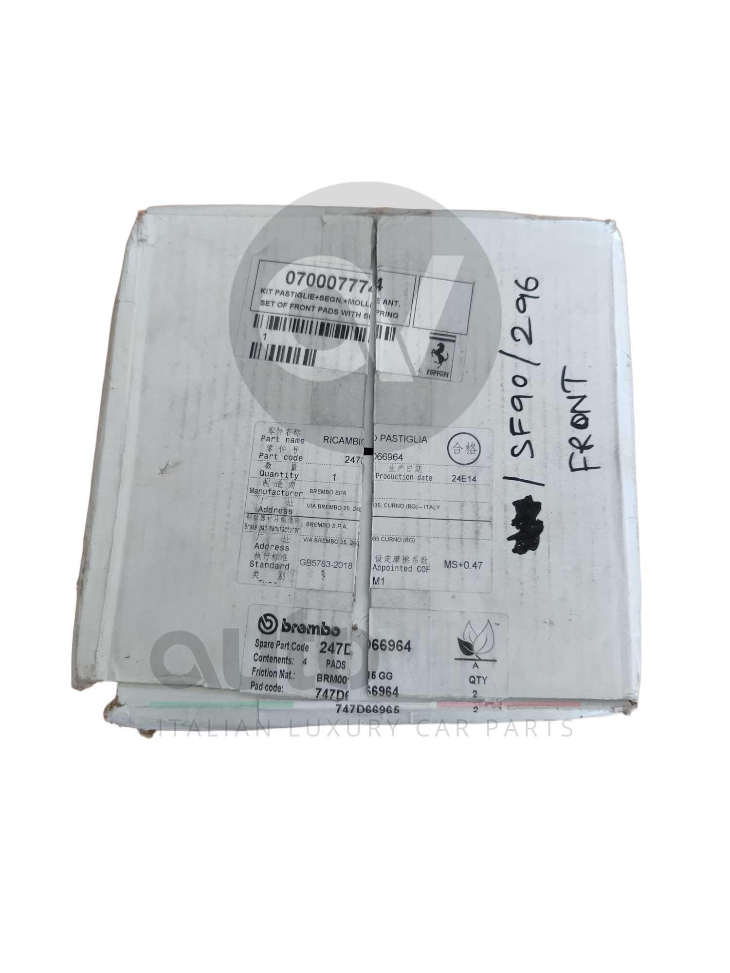 FERRARI SF90 SET OF FRONT PADS WITH SPRING - Image 2